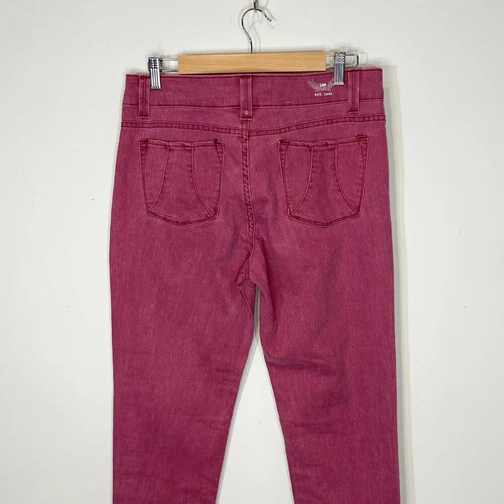 Lee Shapetastic Hidden Hold Magenta Skinny Leg Zipper Ankle Jeans Women's Size M